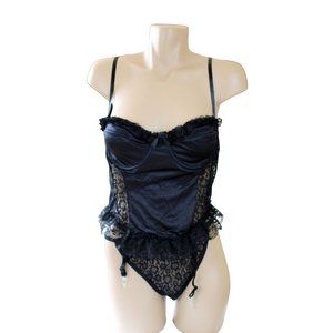Vintage Kasara Lingerie Set Black Bustier and Panties Size Large Mid Rise T38